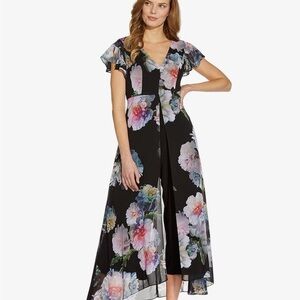 Adrianna Papell Black Multi Floral Jumpsuit